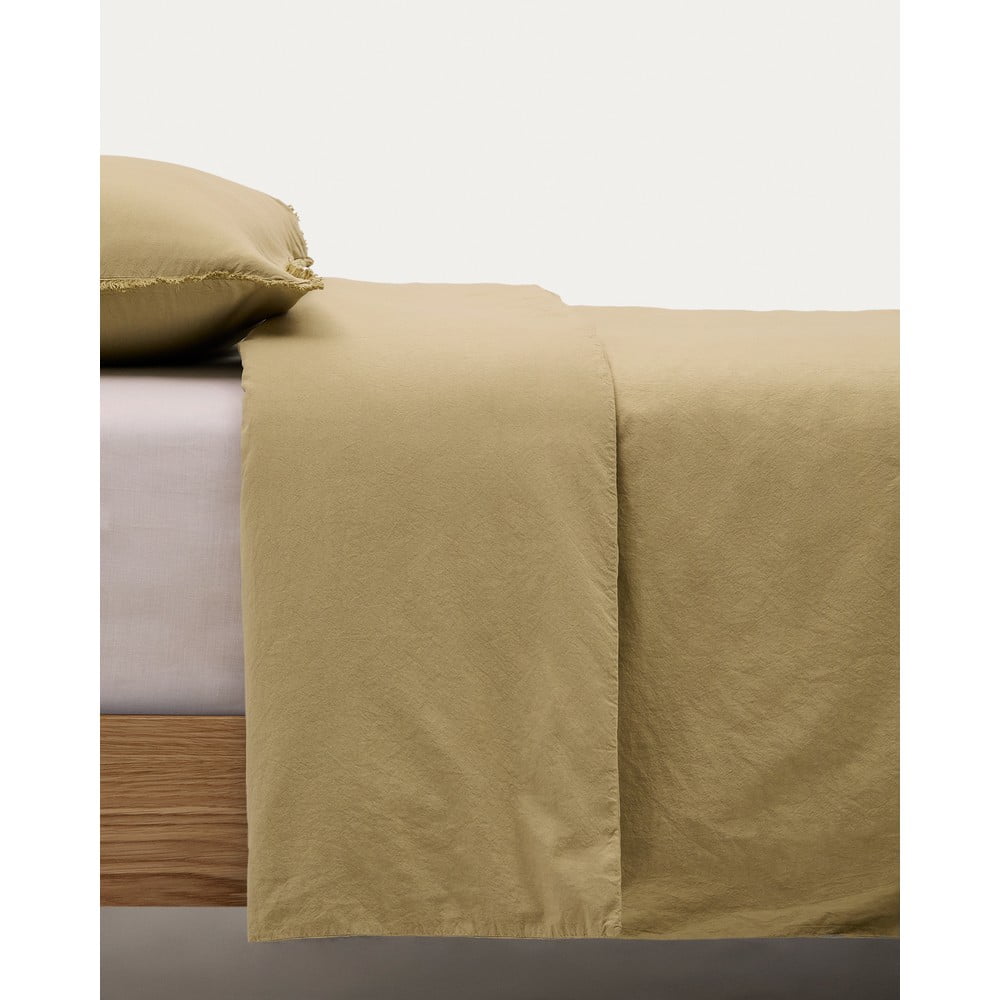 Sárga-zöld egyszemélyes hosszabbított pamut-perkál ágyneműhuzat 150x220 cm Sifinia – Kave Home