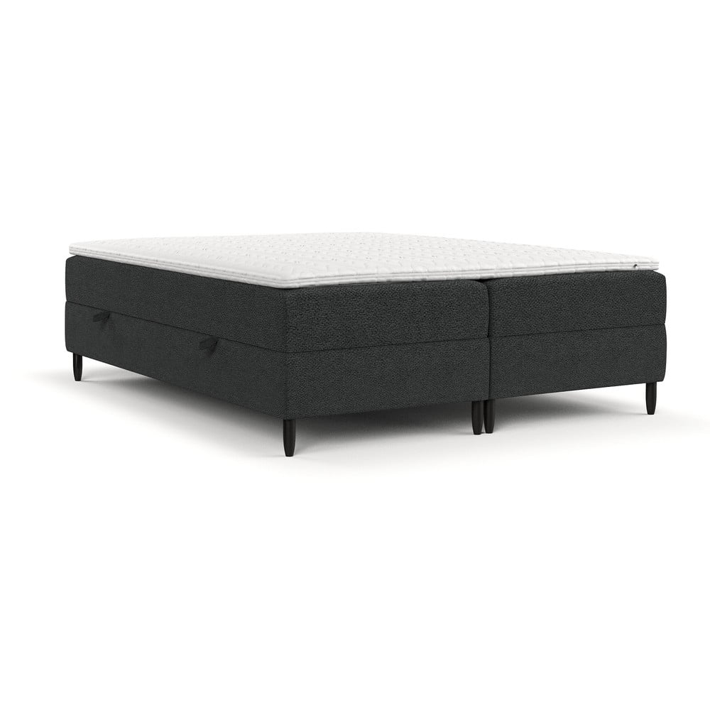 Sötétszürke ágyneműtartós boxspring ágy 180x200 cm Malte – Maison de Rêve