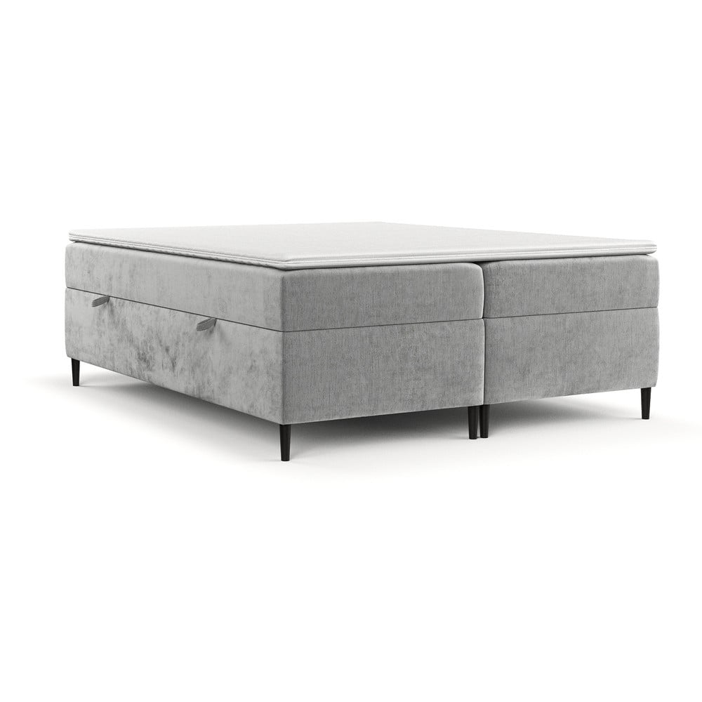 Szürke ágyneműtartós boxspring ágy 200x200 cm Araya – Maison de Rêve