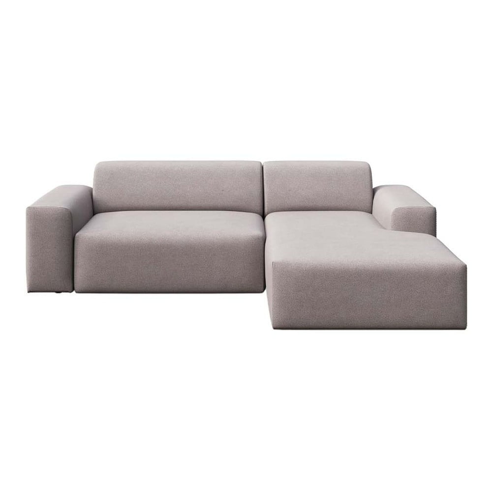 Szürke bársony sarokkanapé (jobb oldali-heverő résszel) Villet – Rodier