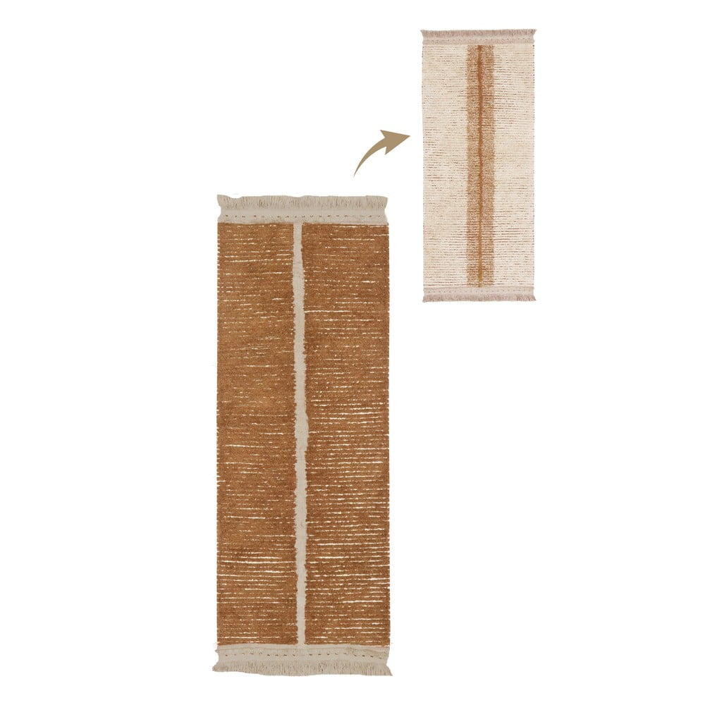 Téglavörös-bézs pamut futószőnyeg 80x230 cm Duetto Toffee – Lorena Canals