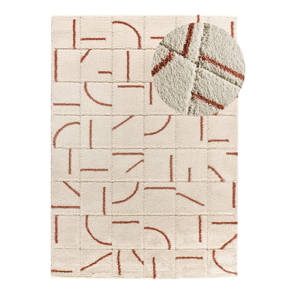 Téglavörös-krémszínű szőnyeg 133x190 cm Brenda – Universal