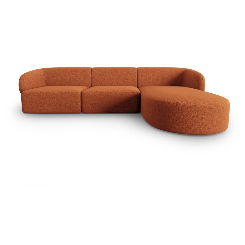 Terrakotta színű zsenília sarokkanapé (jobb oldali-heverő résszel) Paolo – Milo Casa