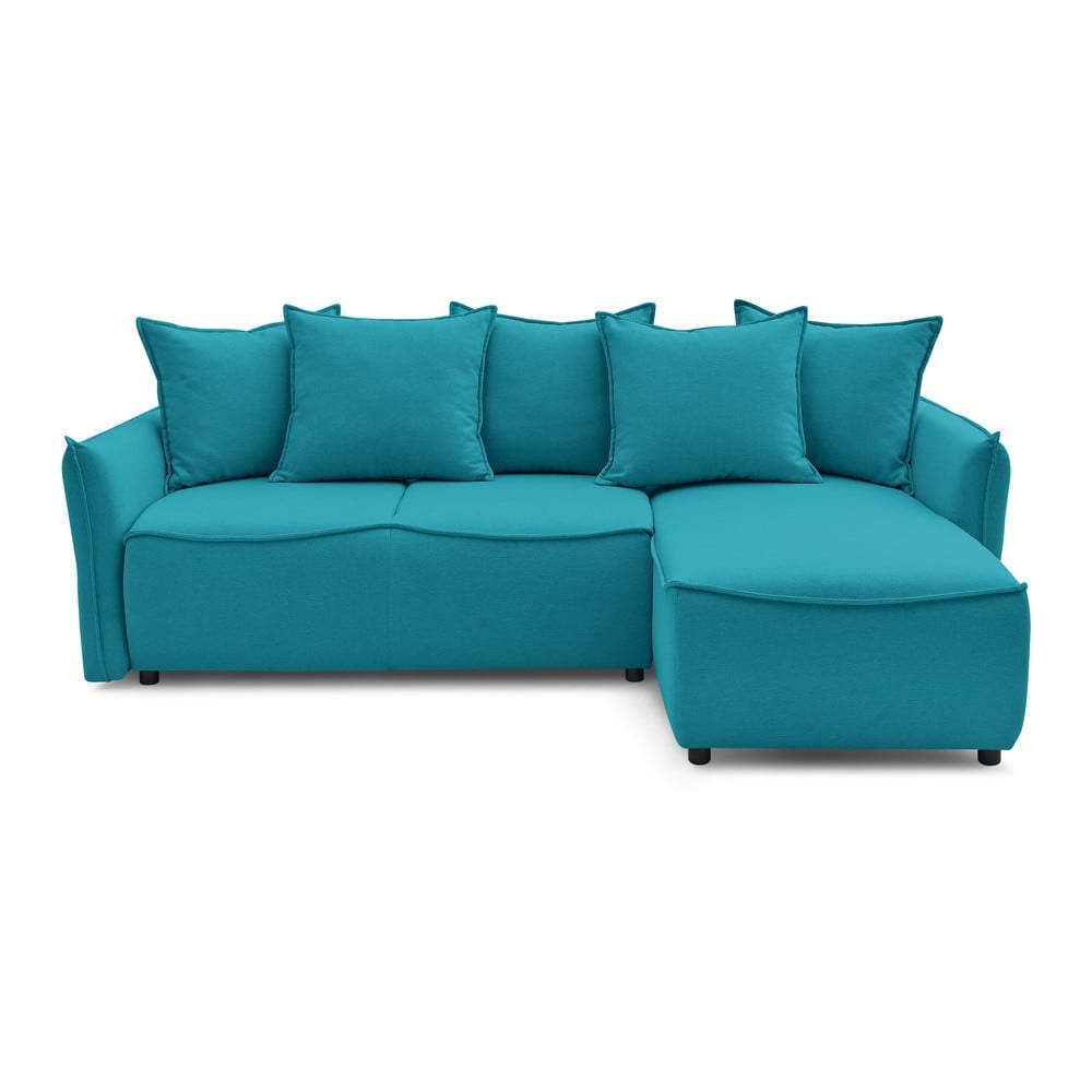 Türkiz kinyitható sarokkanapé (jobb oldali) Leon – Bobochic Paris