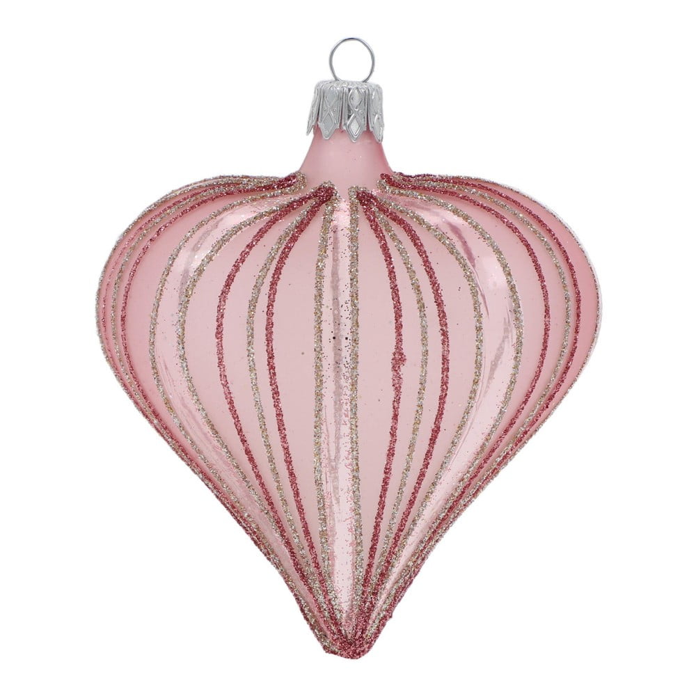 Üveg kézzel fújt karácsonyfadísz készlet 3 db-os 9 cm Heart – Ego Dekor