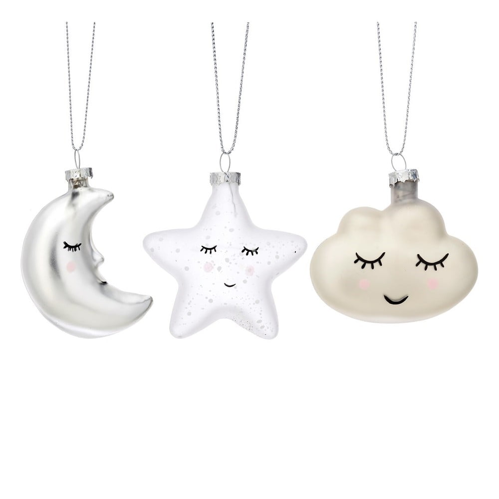 Üveg kézzel készített karácsonyfadísz készlet 3 db-os 8