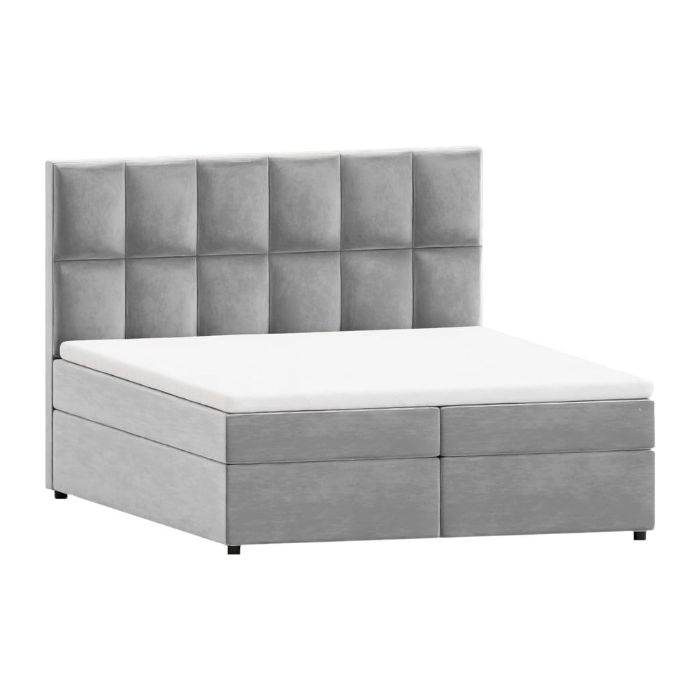 Világosszürke ágyneműtartós boxspring ágy 140x200 cm Flip – Ropez