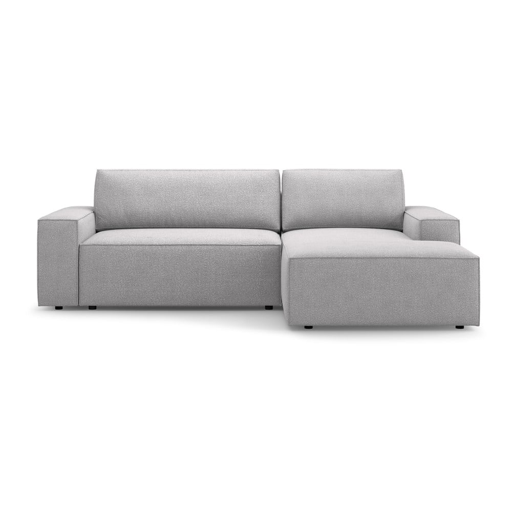 Világosszürke buklé kinyitható sarokkanapé (jobb oldali) Jodie – Micadoni Home