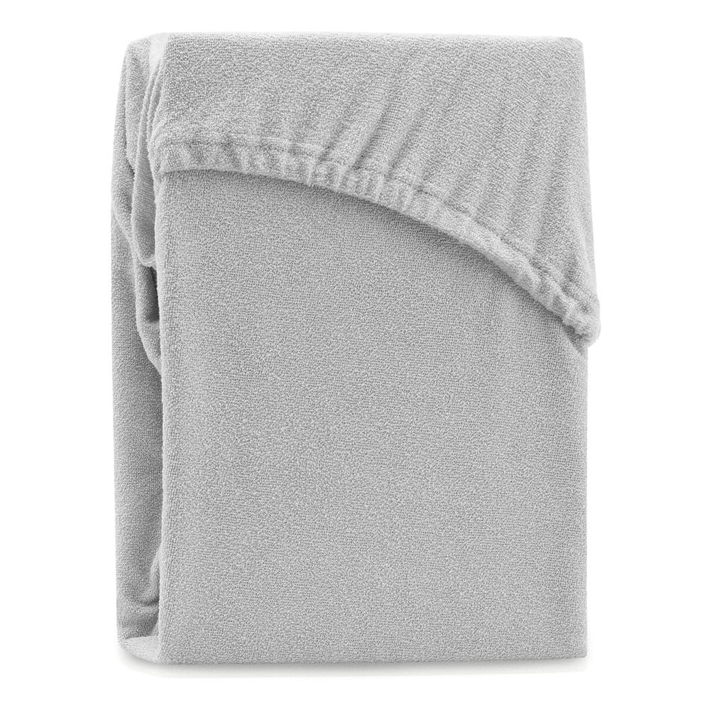 Világosszürke gumis frottír lepedő 240x220 cm Ruby – Restilo