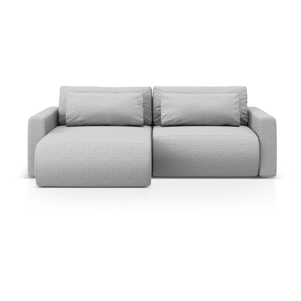 Világosszürke kinyitható tárolóhelyes sarokkanapé Belfast – Cosmopolitan Design