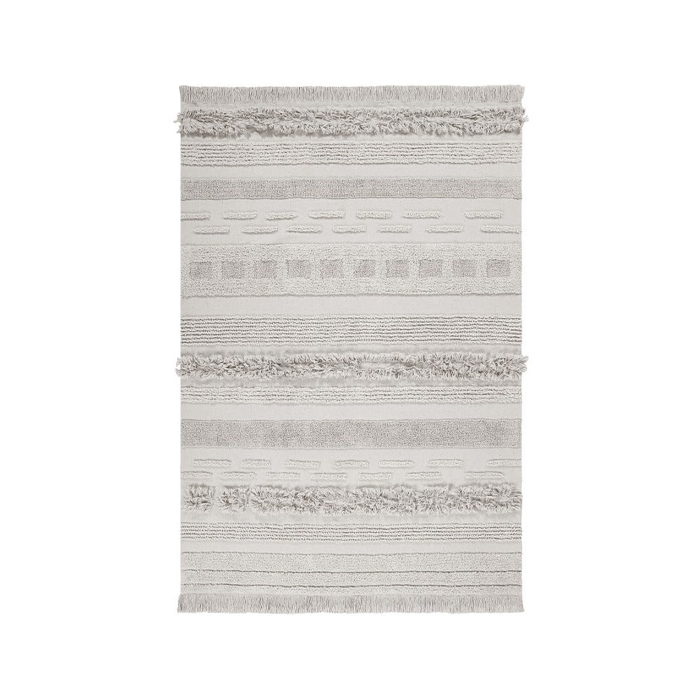 Világosszürke-krémszínű mosható kézi szövésű pamut szőnyeg 170x240 cm Air Natural – Lorena Canals