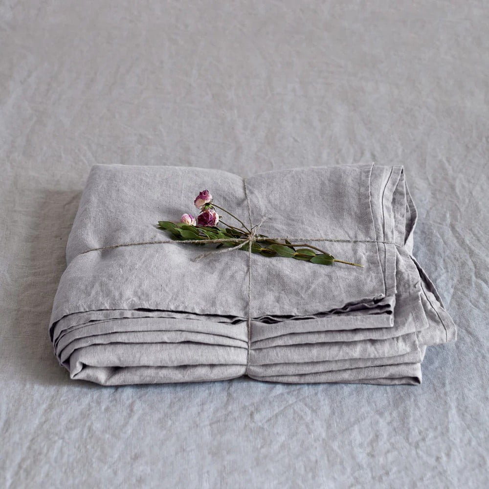 Világosszürke len lepedő 230x270 cm Light Grey – Linen Tales