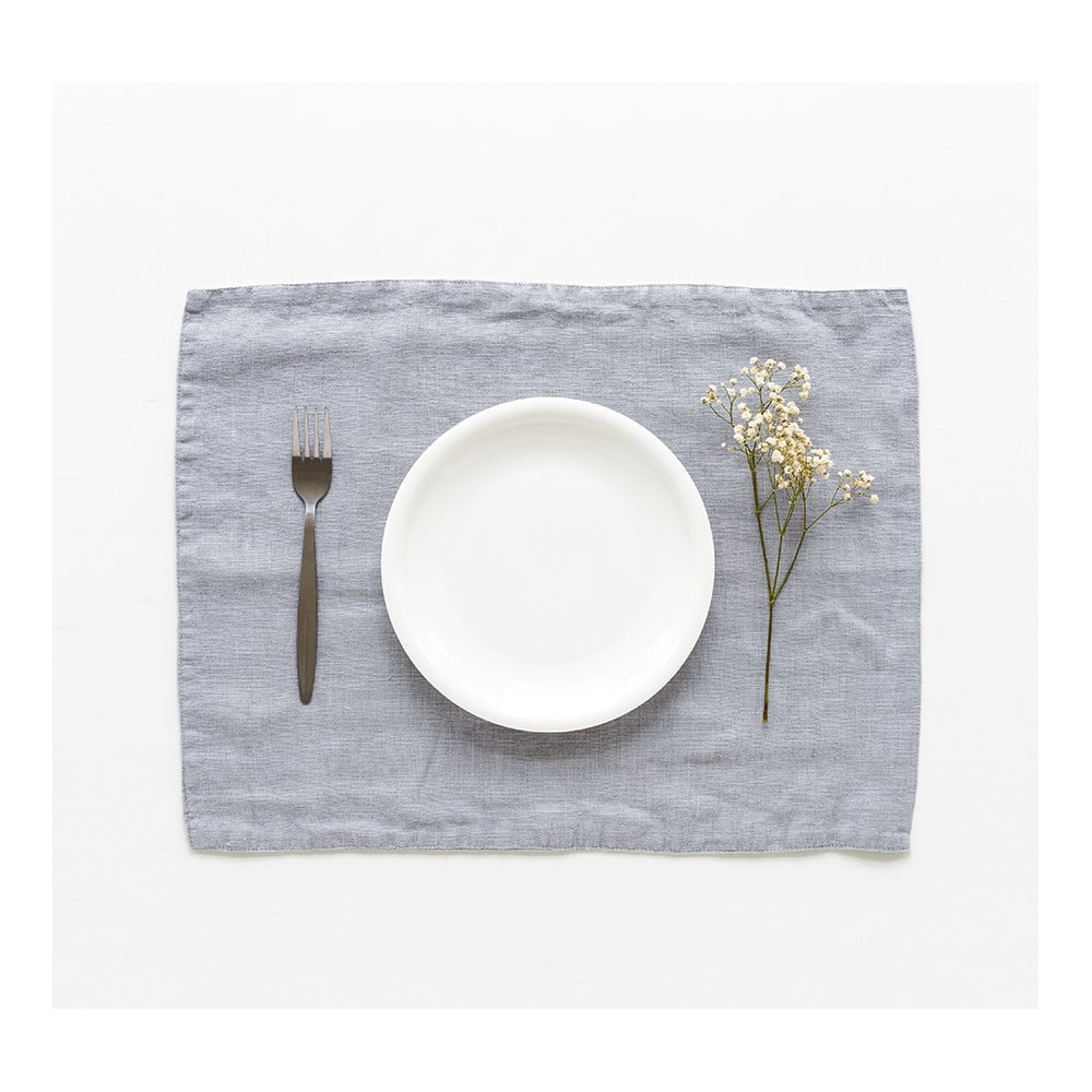 Világosszürke len tányéralátét
