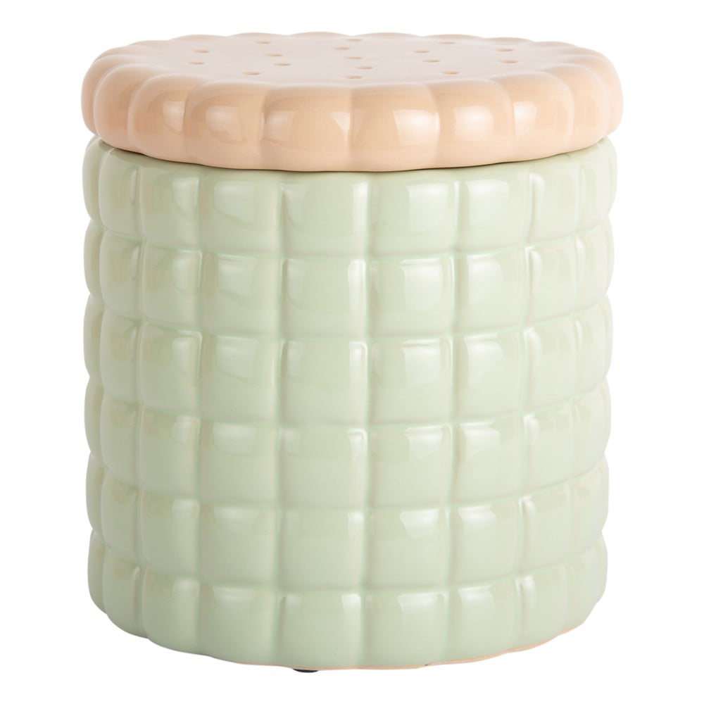 Világoszöld dekoratív kerámia tárolódoboz ø 14x15 cm Biscuit Box – PT LIVING