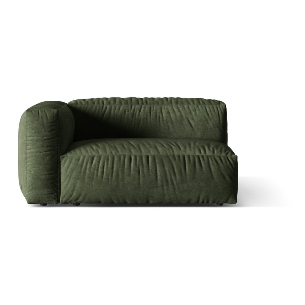 Zöld buklé kanapé modul (bal oldali) Martina – Micadoni Home