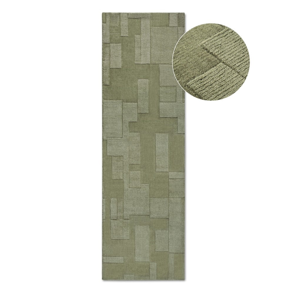 Zöld kézi szövésű gyapjú futószőnyeg 80x250 cm Wilhelmine – Villeroy&Boch