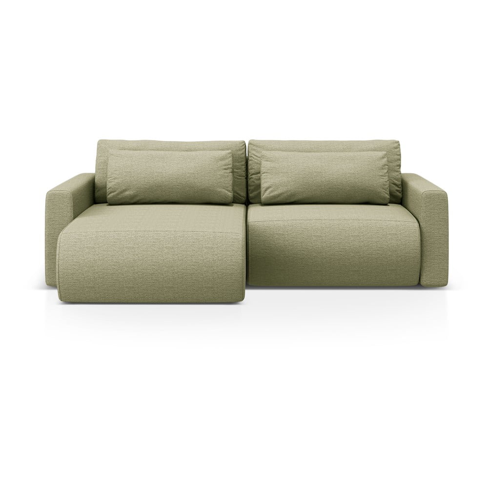 Zöld kinyitható tárolóhelyes sarokkanapé Belfast – Cosmopolitan Design