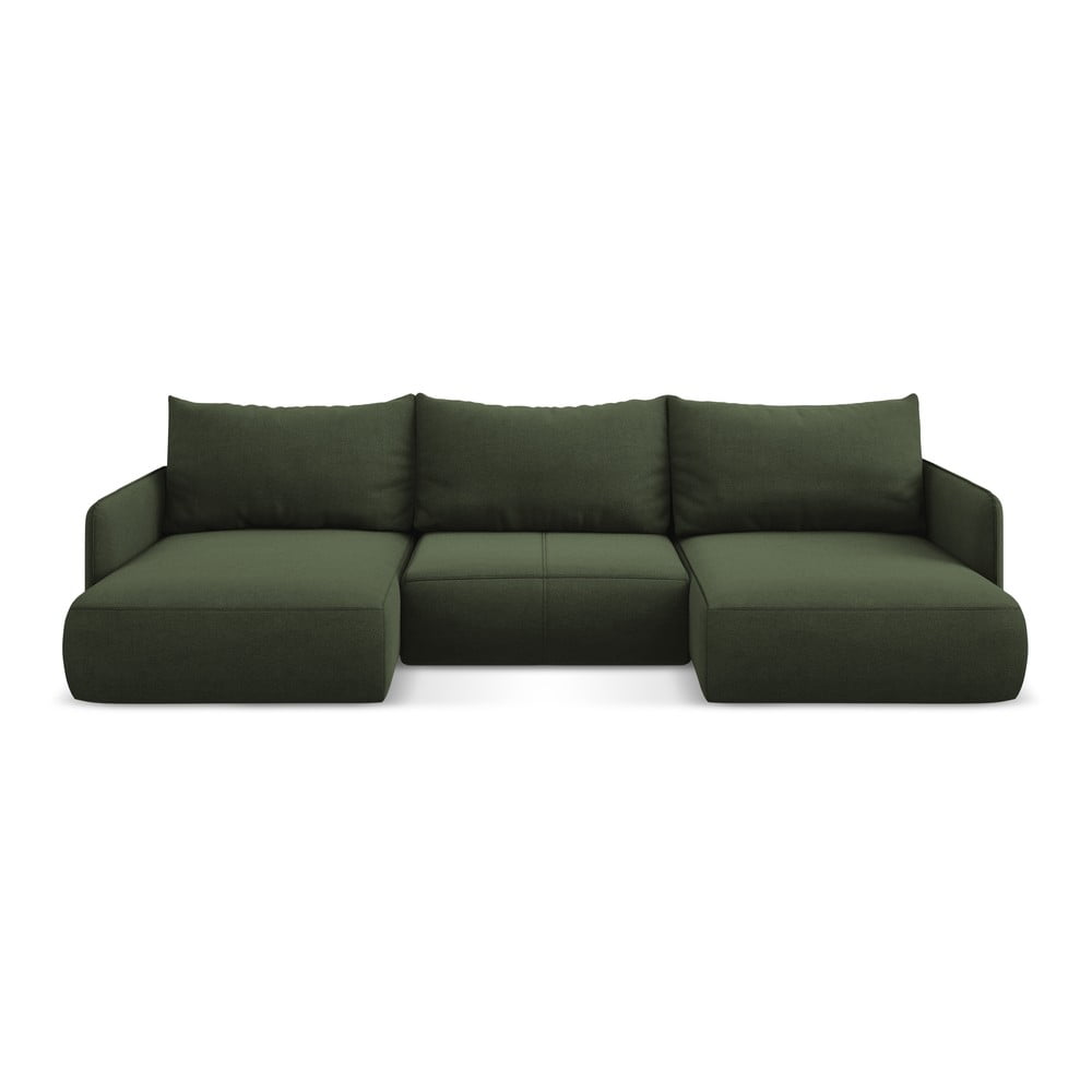 Zöld kinyitható-tárolóhelyes sarokkanapé Nanea – Makamii