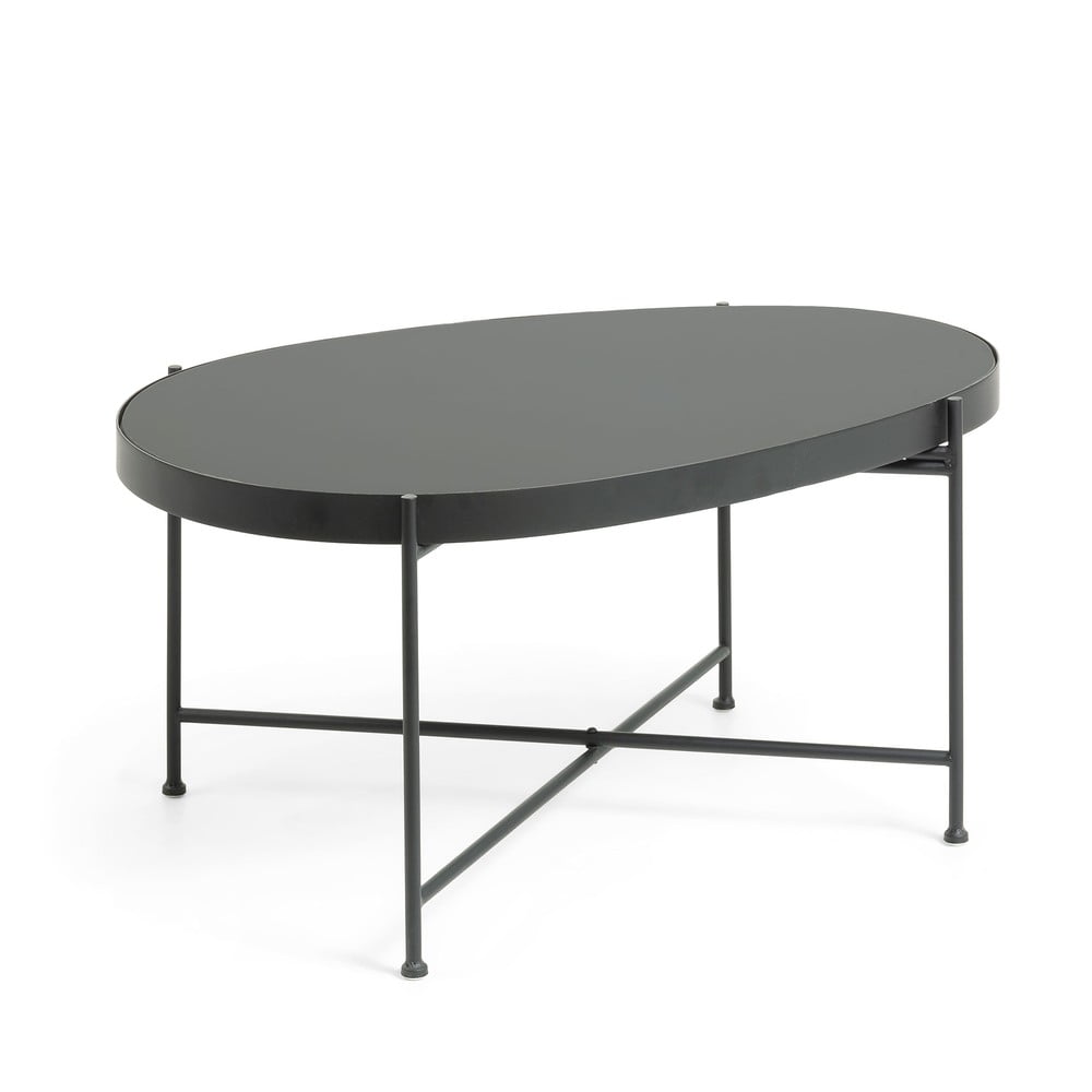 Fekete dohányzóasztal üveg asztallappal 55x82 cm Marlet – Kave Home