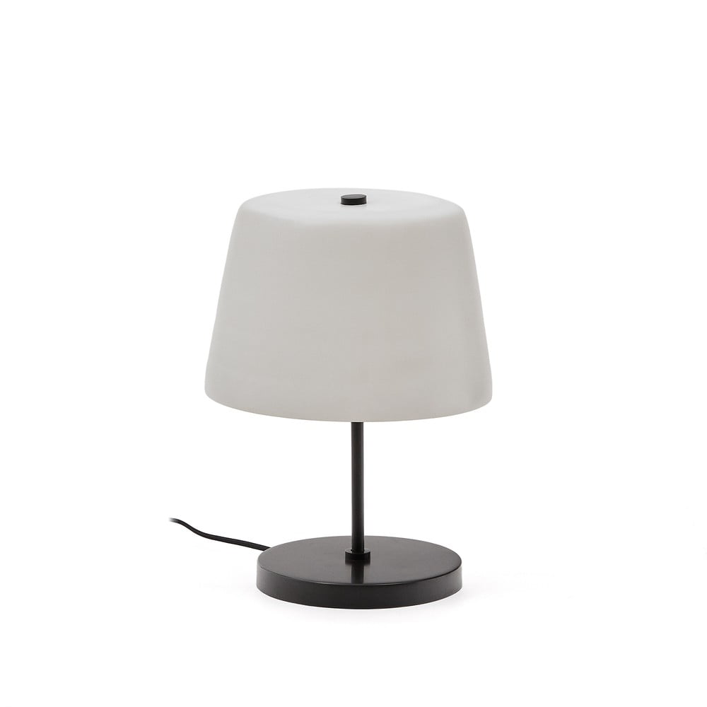 Fekete-fehér asztali lámpa üveg búrával (magasság 38 cm) Nefar – Kave Home