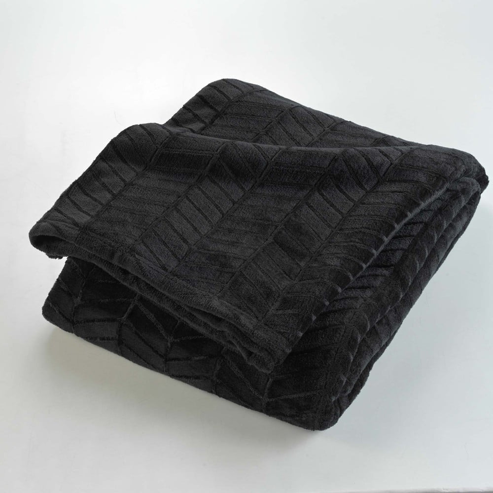 Fekete mikroflanel ágytakaró 180x220 cm Arya – douceur d'intérieur