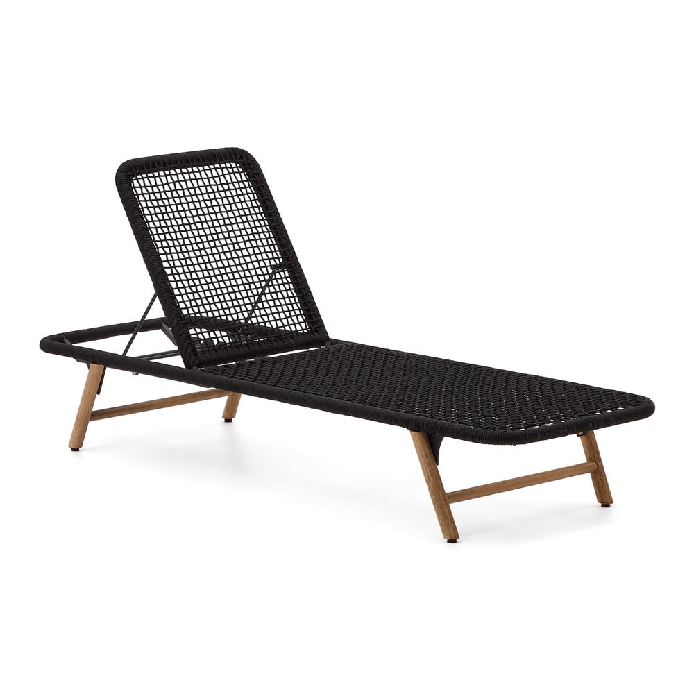 Fekete tömörfa-fém kerti napozóágy Dandara – Kave Home