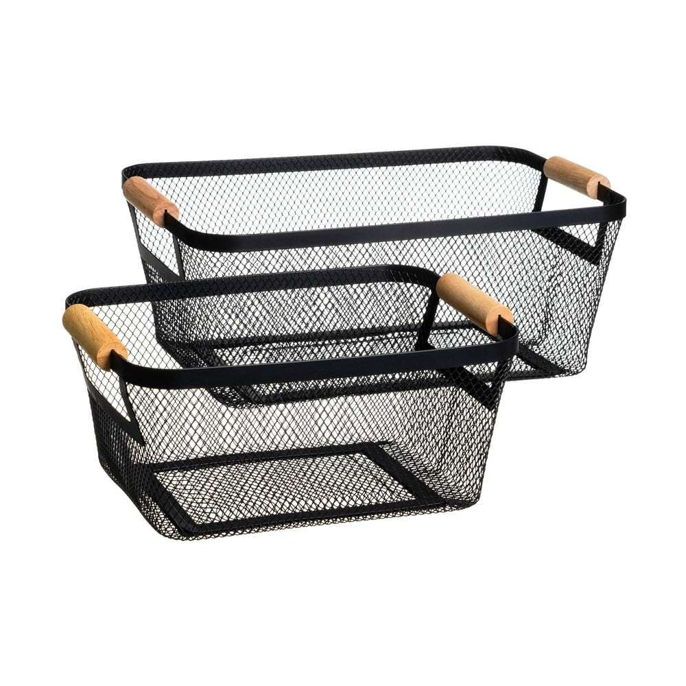 Fémhuzalos fém tárolókosár szett 2 db-os 33x21x14 cm – Casa Selección