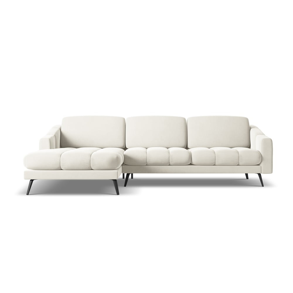 Krémszínű bársony sarokkanapé (bal oldali) Nalu – Makamii