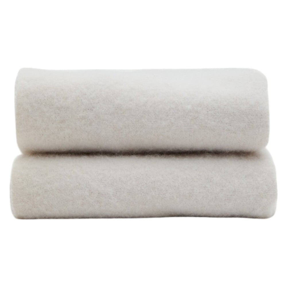 Krémszínű gyapjúkeverék takaró 130x170 cm Hura – Kave Home