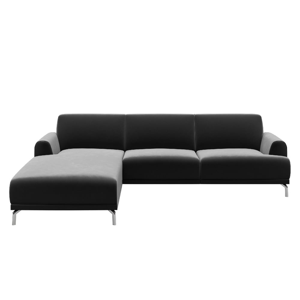 Puzo szürke bal oldali bársony sarokkanapé - MESONICA