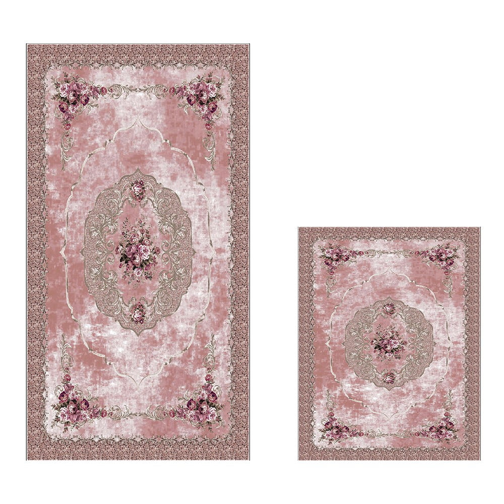 Rózsaszín fürdőszobai kilépő szett 2 db-os 60x100 cm – Foutastic