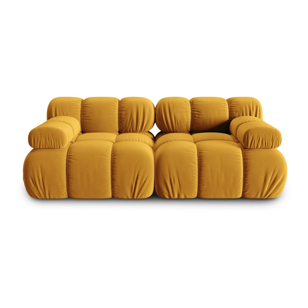 Sárga bársony kanapé 188 cm Bellis – Micadoni Home