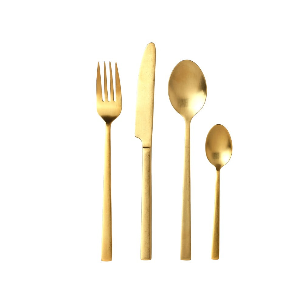 Sárgaréz színű acél evőeszköz készlet 16 db-os Brass – Bitz