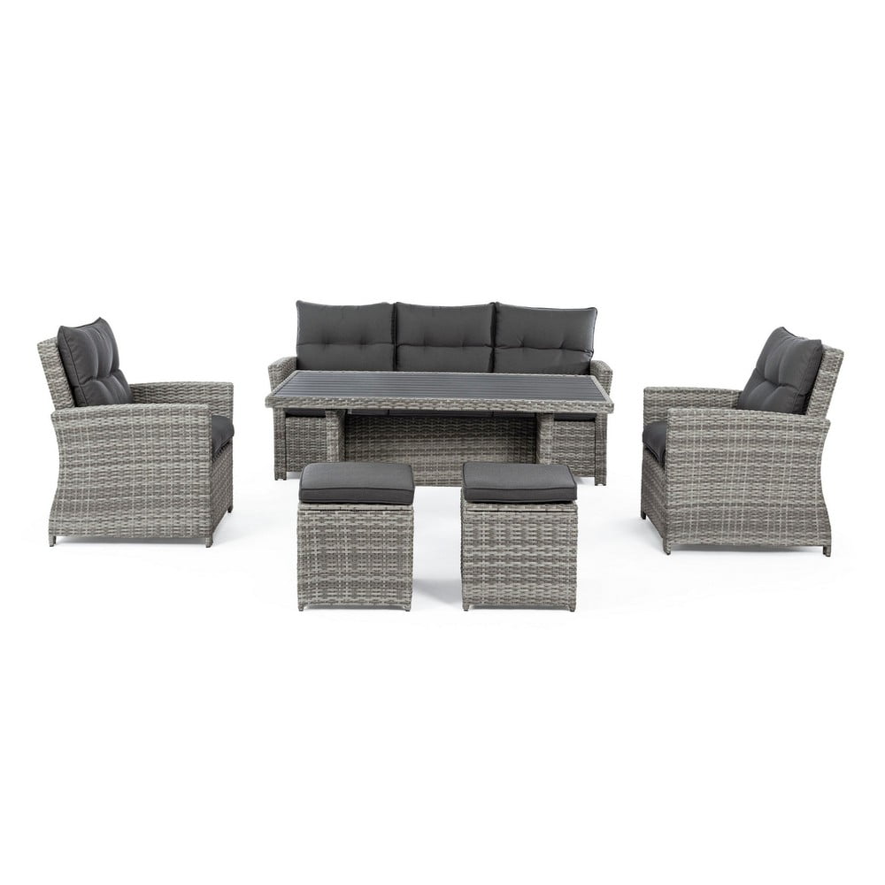 Szürke műrattan hatszemélyes kerti lounge szett Ariel   – Bizzotto