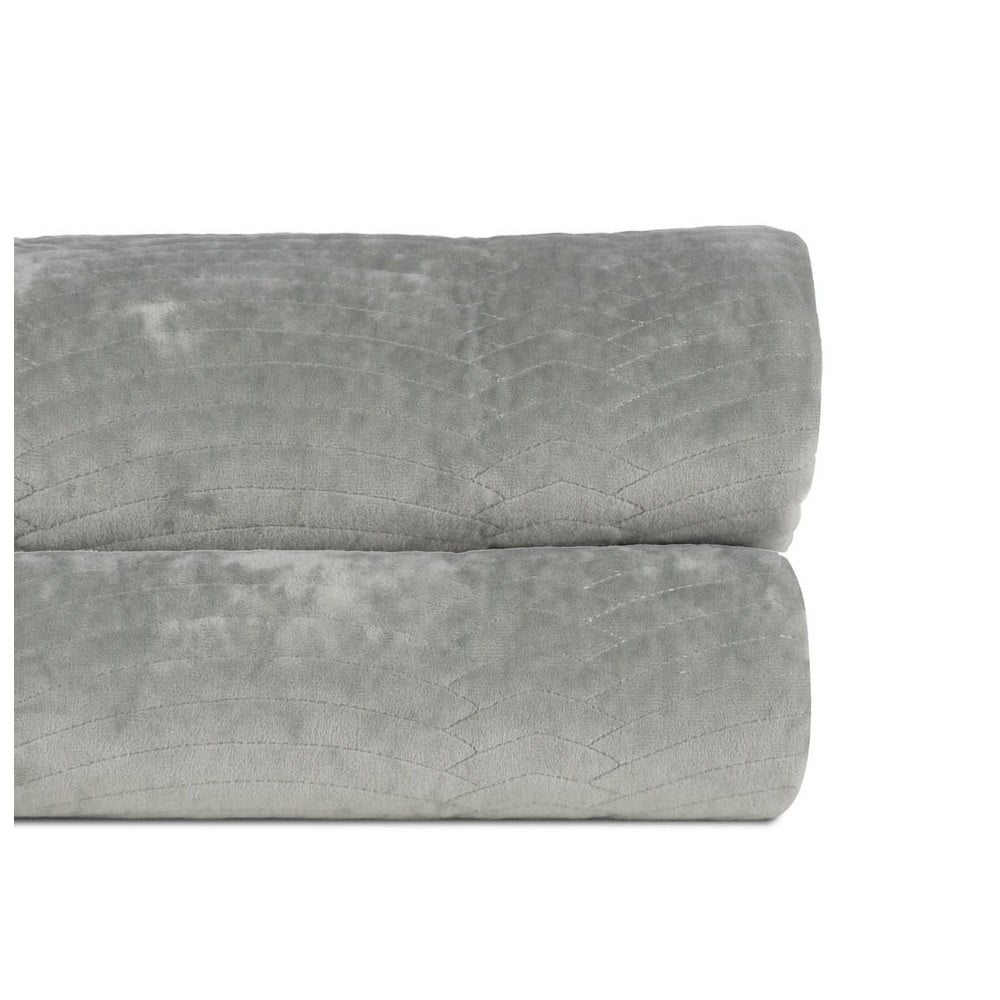 Szürkészöld bársony steppelt ágytakaró 180x260 cm – Ixia