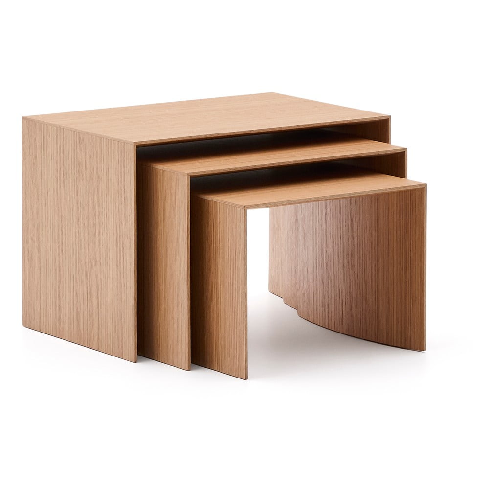 Tárolóasztal szett 3 db-os tölgyfa dekorral 40x60 cm Litto – Kave Home
