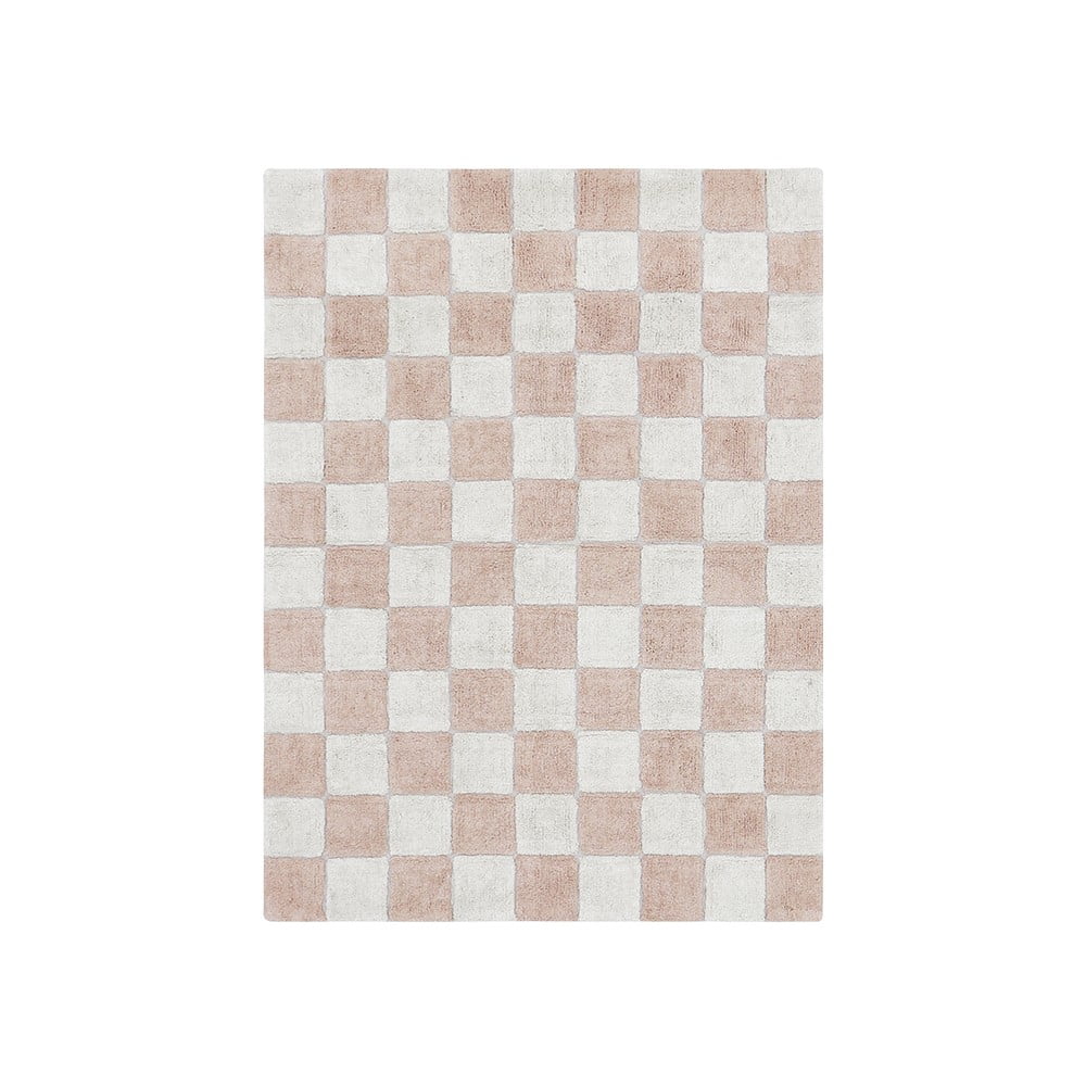 Világos rózsaszín-krémszínű mosható kézi szövésű pamut szőnyeg 120x160 cm Kitchen Tiles Rose – Lorena Canals