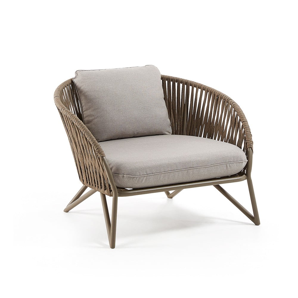 Világosszürke-barna fém kerti fotel Branzie – Kave Home