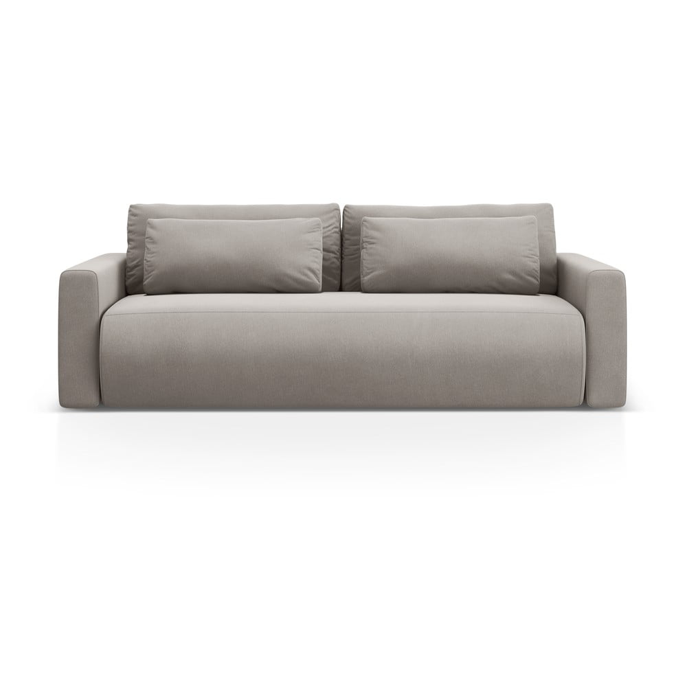 Világosszürke bársony kinyitható tárolóhelyes kanapé 238 cm Belfast – Cosmopolitan Design