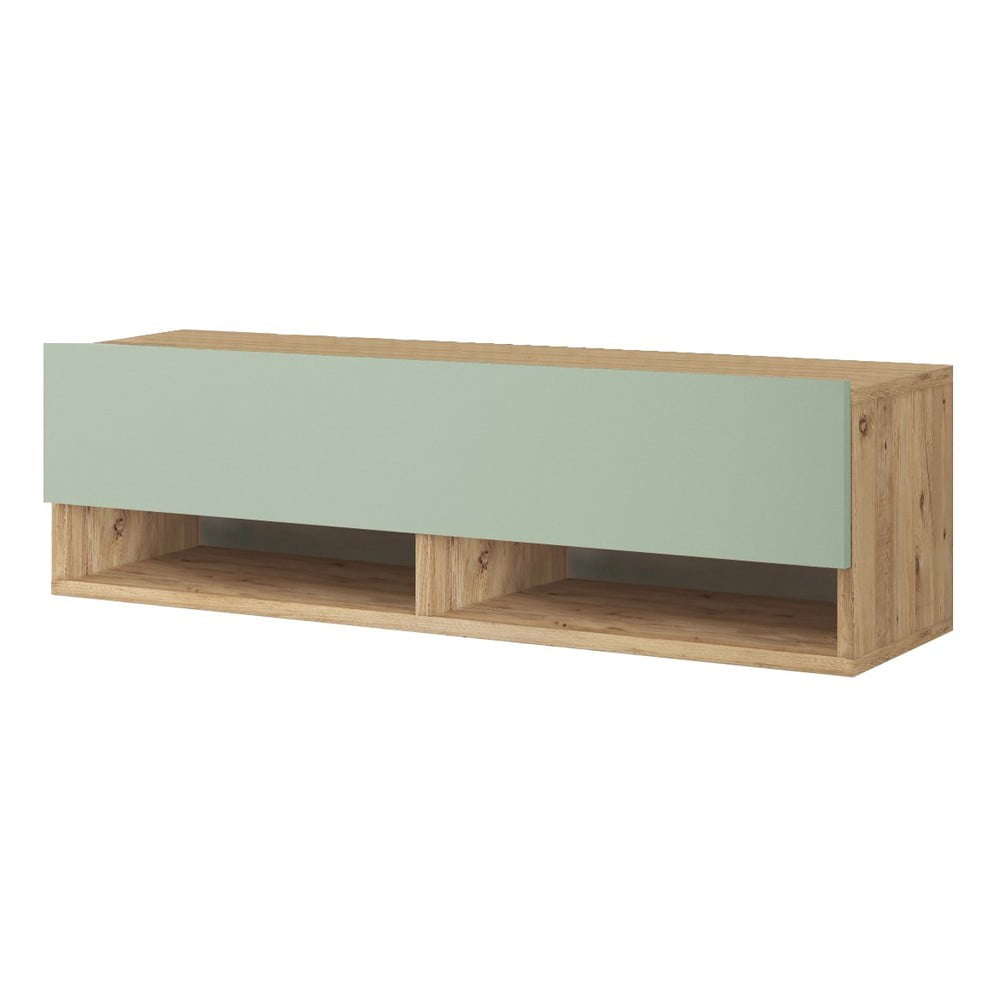 Zöld-natúr színű TV-állvány borovi fenyő dekorral 100x29x32 cm – Kalune Design