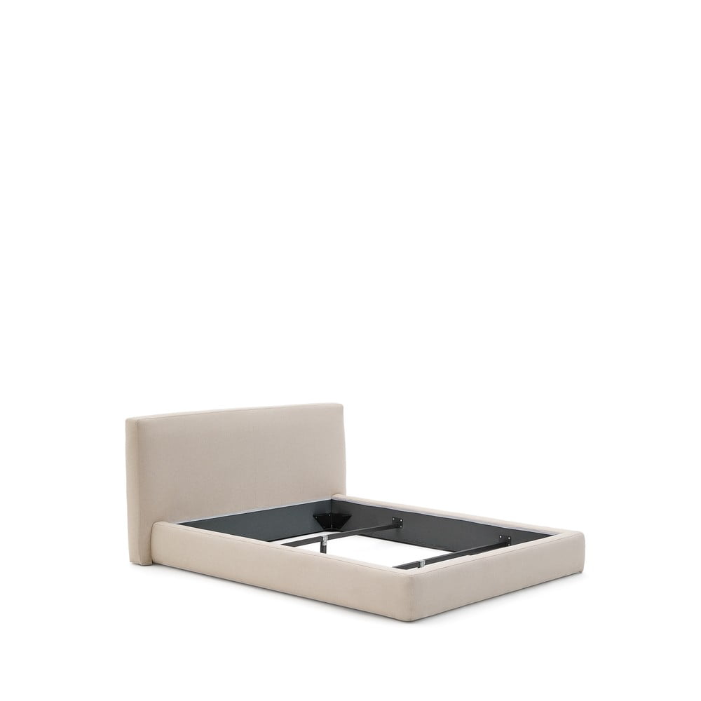 Bézs kárpitozott egyszemélyes ágy ágyrács nélkül 90x200 cm Blok – Kave Home