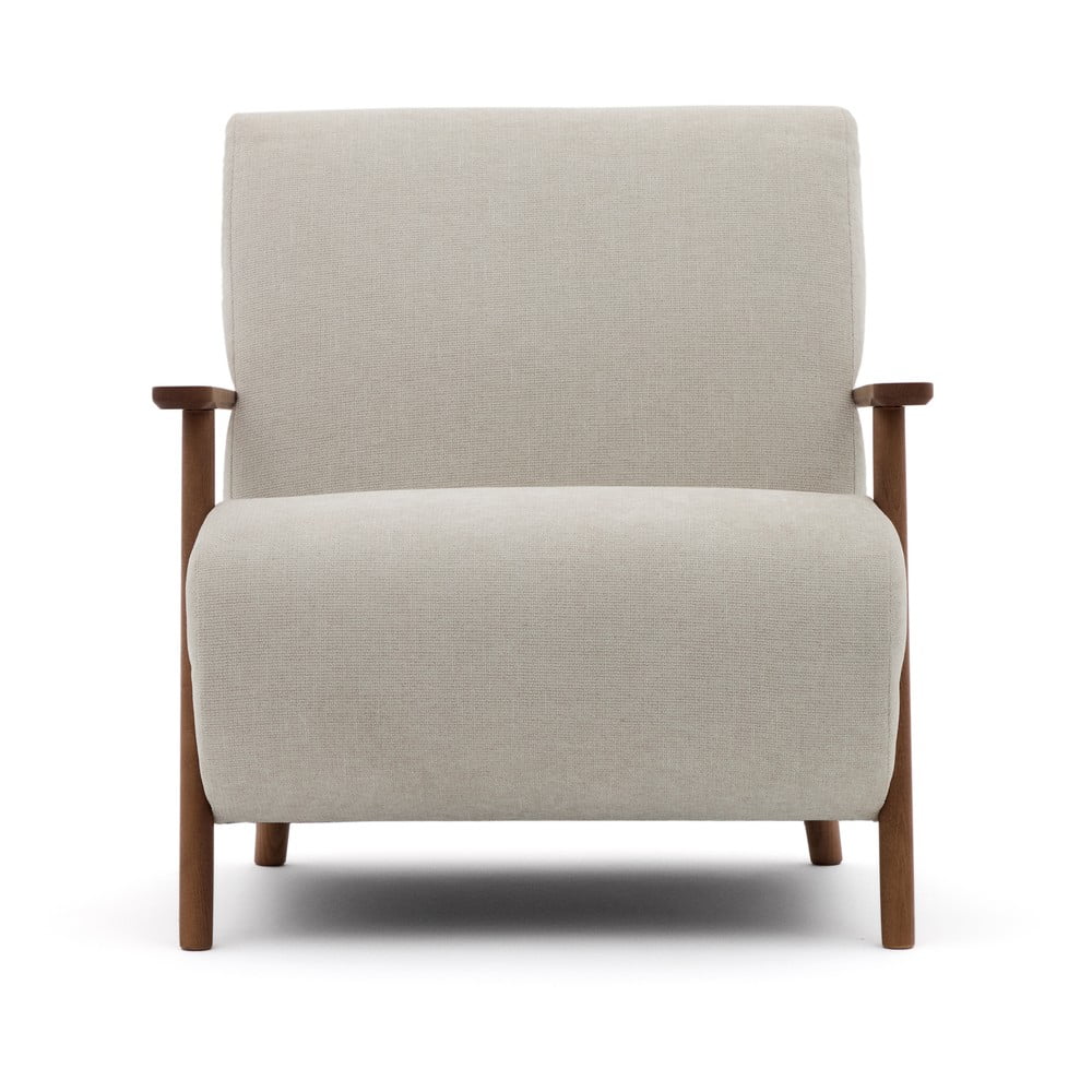 Bézs-krémszínű zsenília fotel Meghan – Kave Home