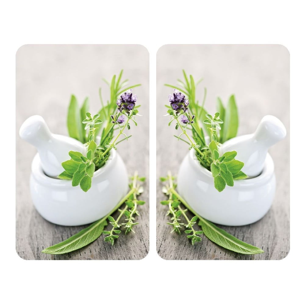 Edzett üveg tűzhely fedőlap szett 2 db-os 30x52 cm Herb – Wenko