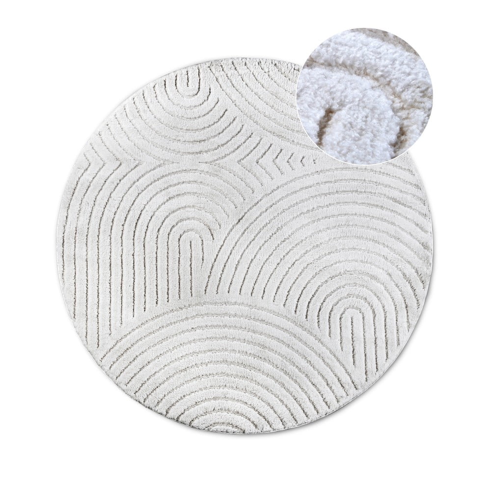 Fehér kerek szőnyeg ø 200 cm Panglao New York White – Elle Decoration