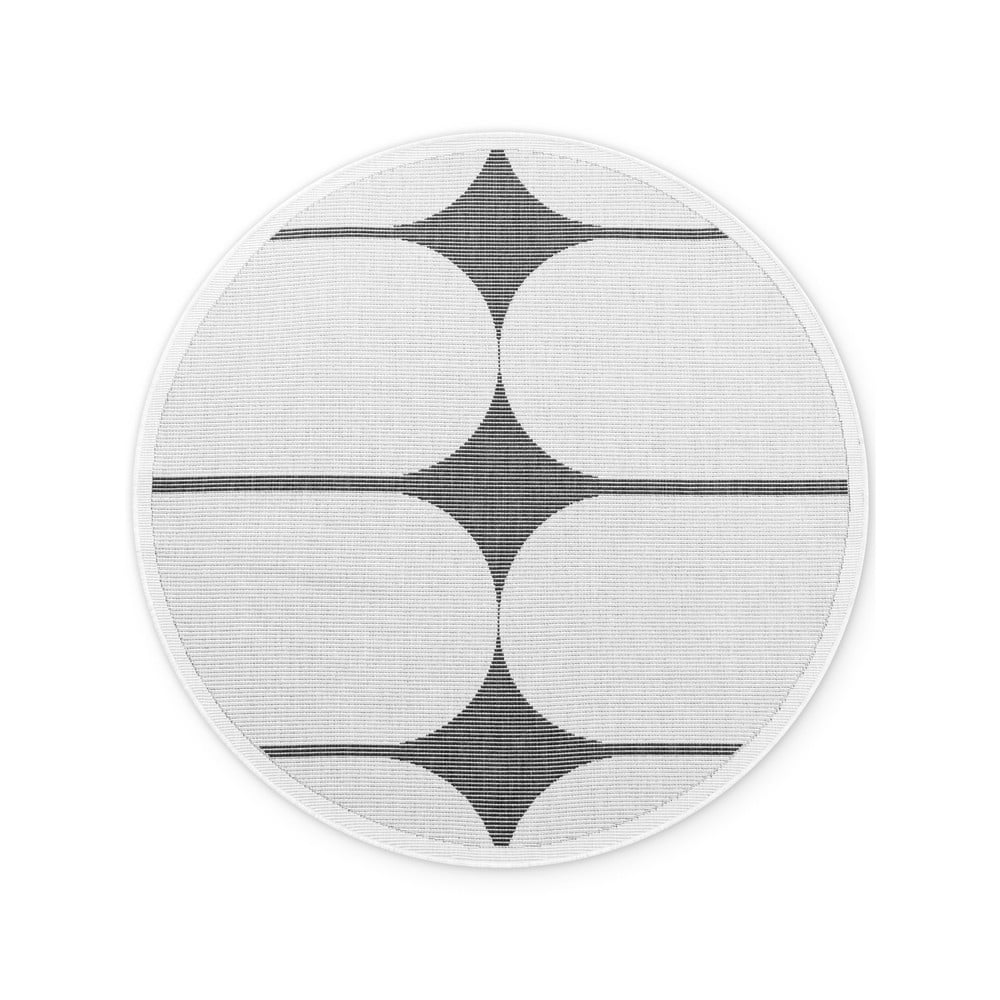 Fekete-fehér kerek kültéri-beltéri szőnyeg ø 160 cm Duet Bowen – NORTHRUGS