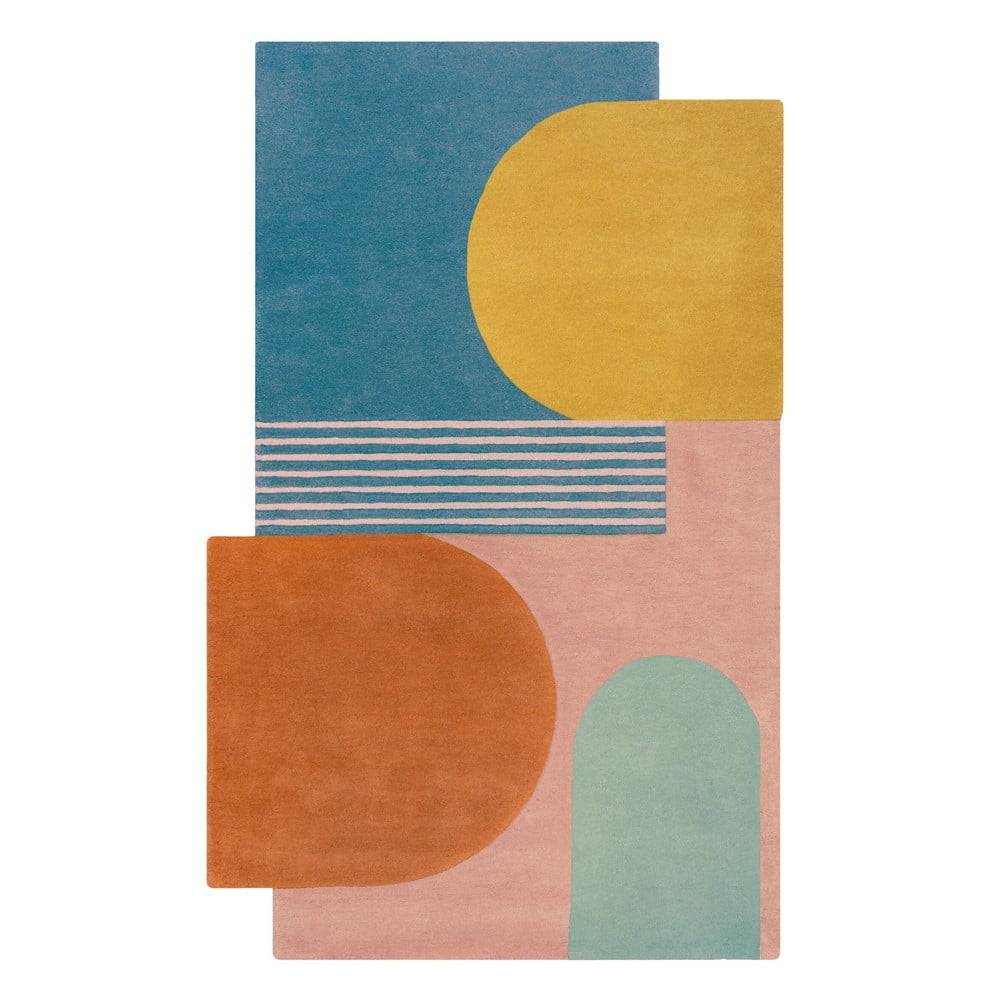 Kék kézi szövésű gyapjú szőnyeg 200x290 cm Lozenge Bright Multi – Flair Rugs