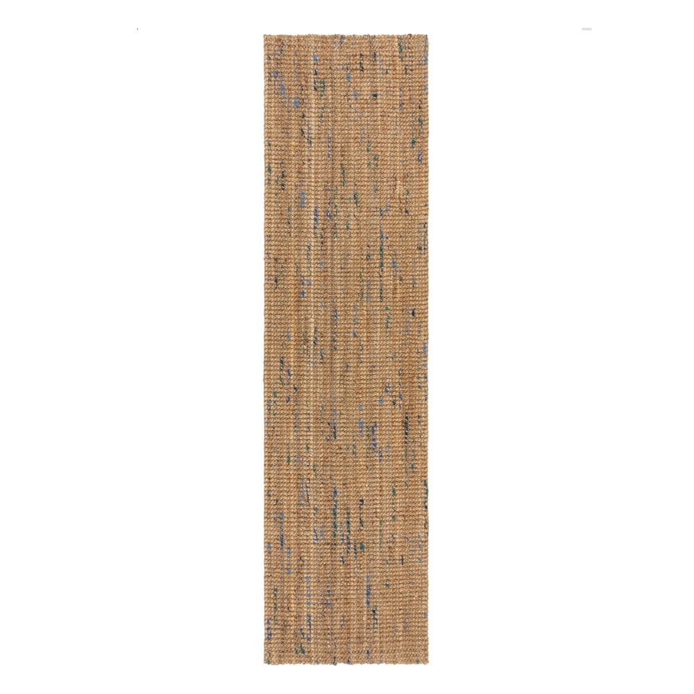 Kék-natúr színű kézi szövésű juta futószőnyeg 60x230 cm Jute Boucle Blue – Flair Rugs