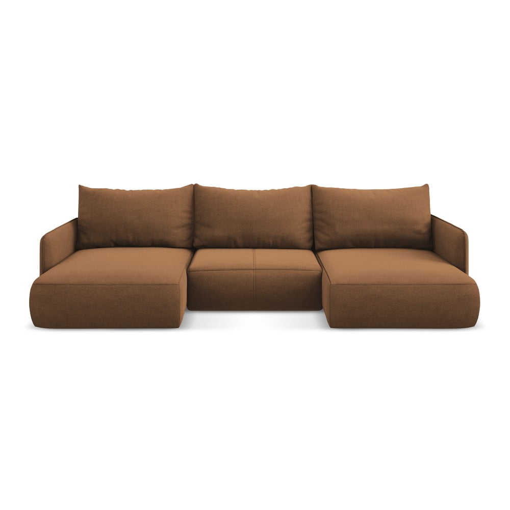 Narancssárga kinyitható-tárolóhelyes sarokkanapé Nanea – Makamii