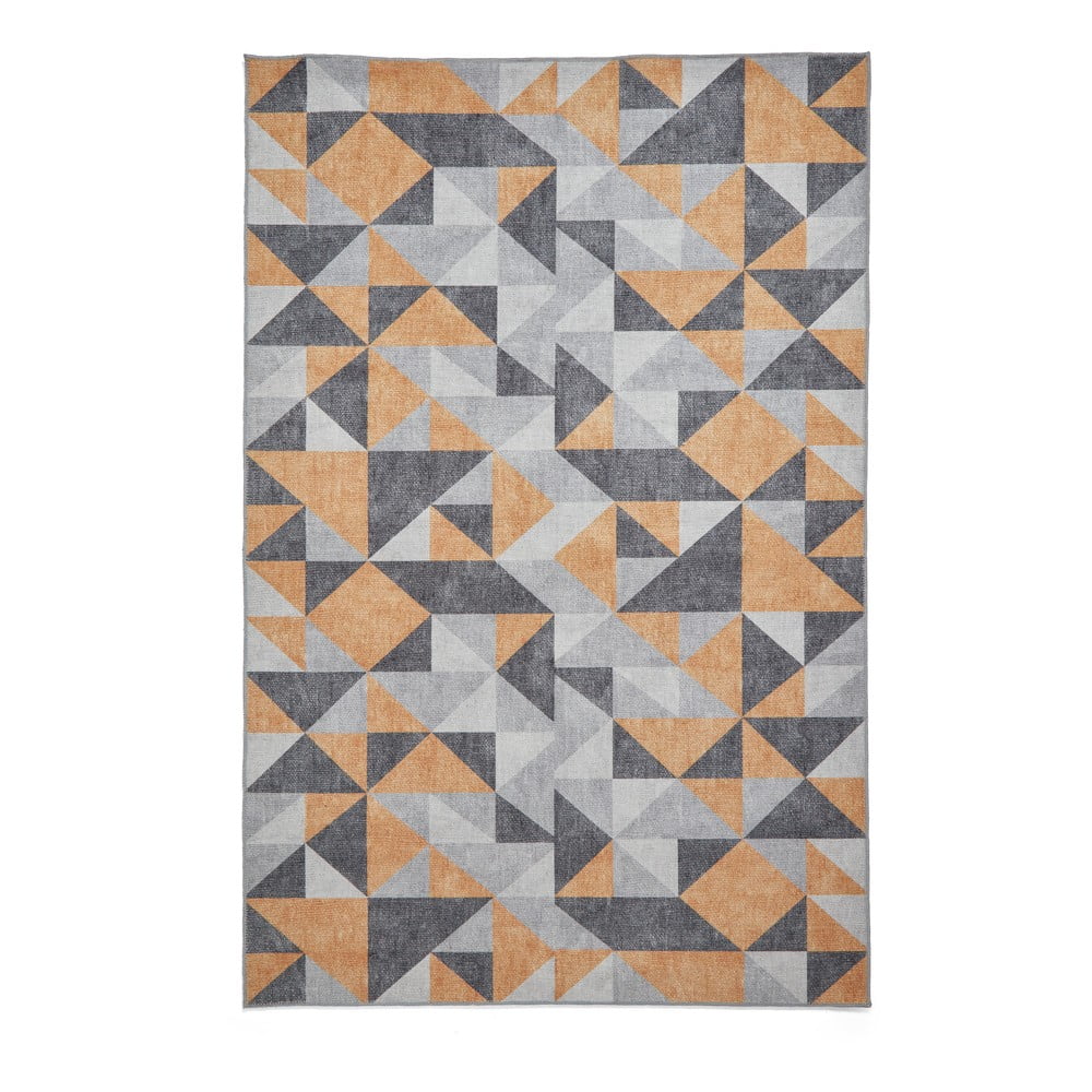 Okkersárga-szürke mosható szőnyeg 61x120 cm Coral Yellow&Grey – Think Rugs