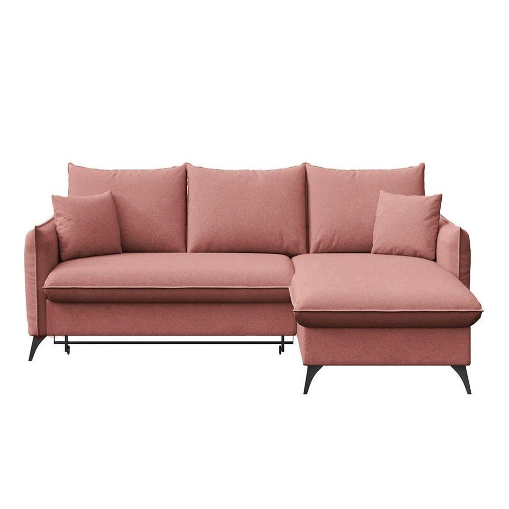 Rózsaszín kinyitható tárolóhelyes sarokkanapé (jobb oldali-heverő résszel) Brim – Rodier